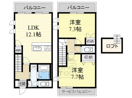 グランドゥールⅡ(2LDK/1階)の間取り写真