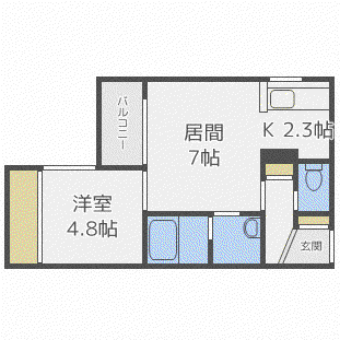 オルタナティブN17(1LDK/2階)の間取り写真