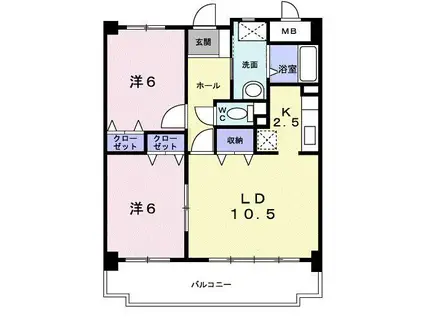 クレストヴィラ清瀬(2LDK/2階)の間取り写真