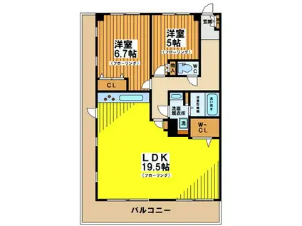 ミサワホームズ本厚木(2LDK/9階)の間取り写真