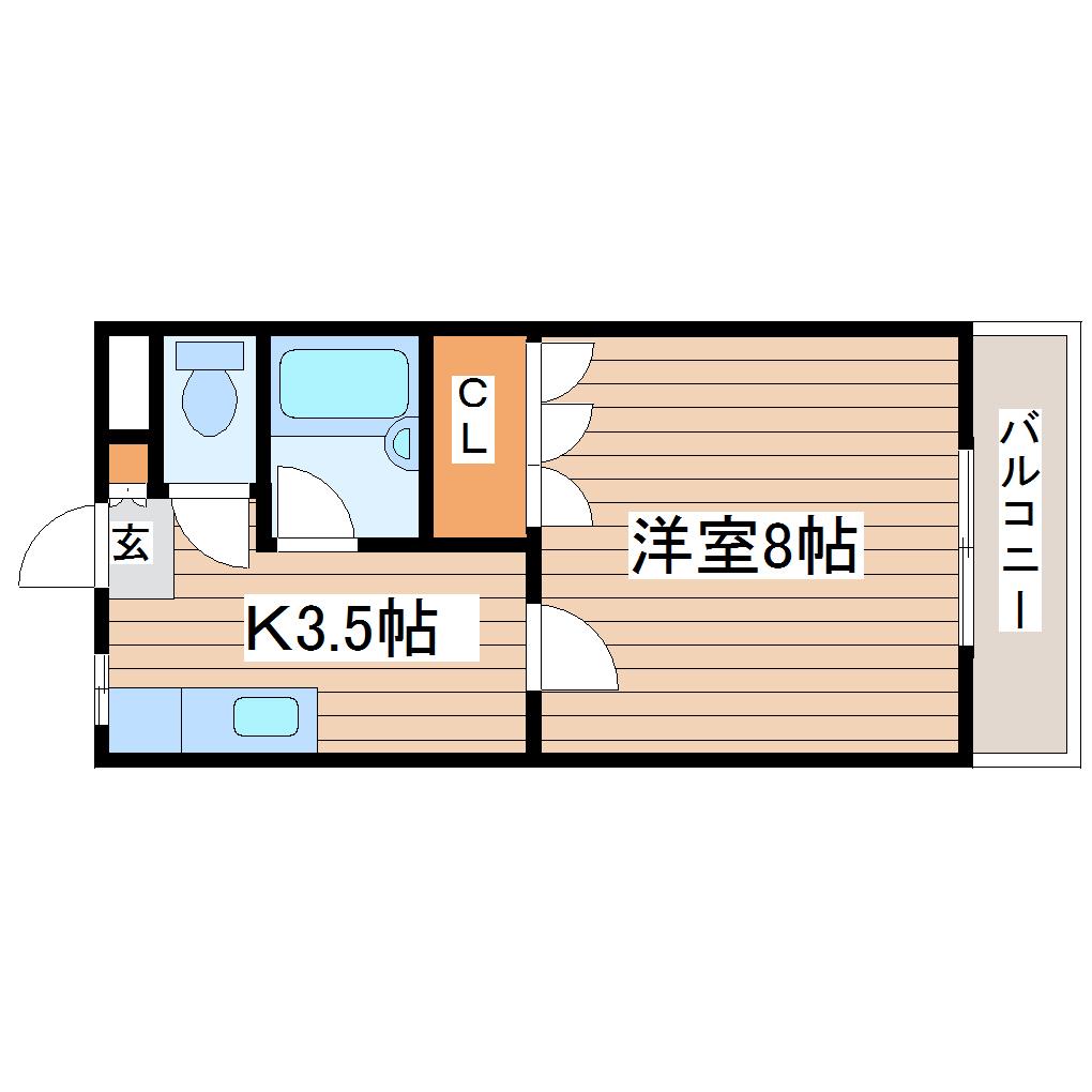 グレース鹿野(1K/1階)の間取り写真