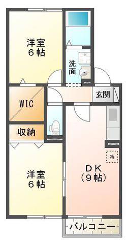 PLAIRE D(2DK/1階)の間取り写真