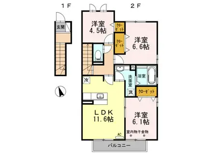 コンフォートヴィラ(3LDK/2階)の間取り写真
