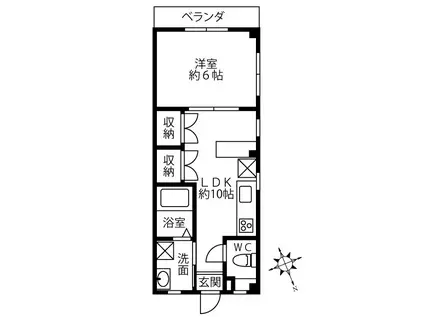 ウエハルビル(1LDK/2階)の間取り写真