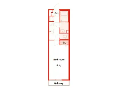 リブリ・アカデミーII(1K/2階)の間取り写真