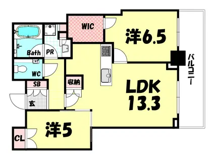 シティタワー神戸三宮(2LDK/3階)の間取り写真