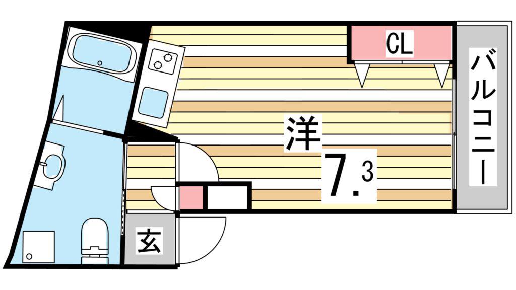 THE CITY 塩屋(1K/3階)の間取り写真