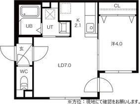 グランドサクセス菊水(1LDK/1階)の間取り写真