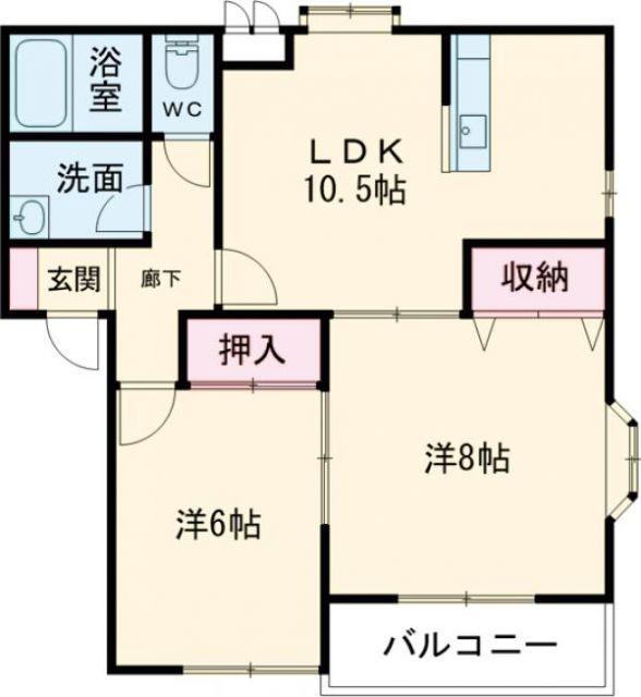 サンリヴァーハイツA・B(2LDK/2階)の間取り写真
