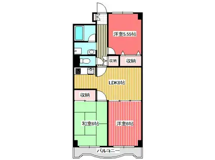 ダイヤメゾン戸田公園(3LDK/3階)の間取り写真