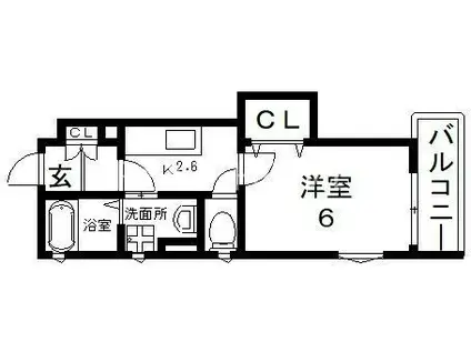 クリエオーレ小若江(1K/2階)の間取り写真