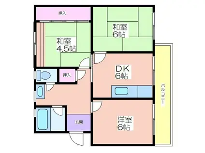 箕面粟生第216号棟(3DK/5階)の間取り写真