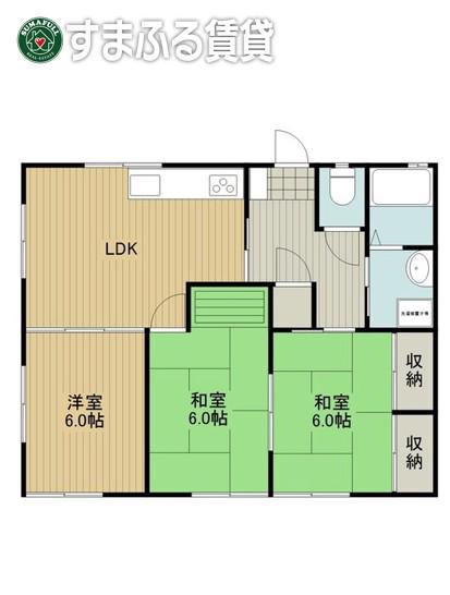 宝町荘(3LDK/1階)の間取り写真