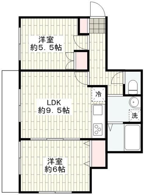 プリンス蒔田2(2DK/2階)の間取り写真