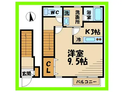 コート大町(1K/2階)の間取り写真