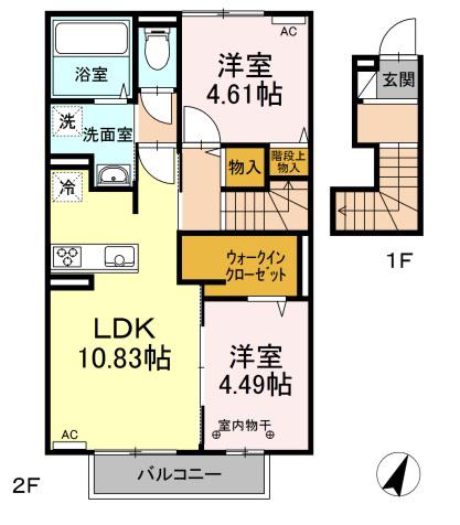 ルージュ吉野ヶ里(2LDK/2階)の間取り写真