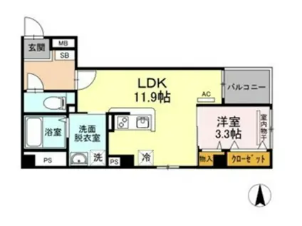 OTC田町マンション(1LDK/2階)の間取り写真