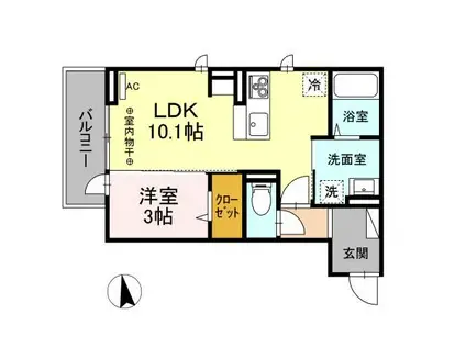 シュールメゾンII(1LDK/2階)の間取り写真