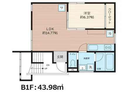 SCENE.MEGURO SAUNA RESIDENCE シーン.目黒(1LDK/B1階)の間取り写真