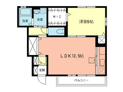 ヴィラプレザントI(1LDK/1階)の間取り写真