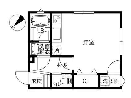 RUTILE II(ワンルーム/1階)の間取り写真