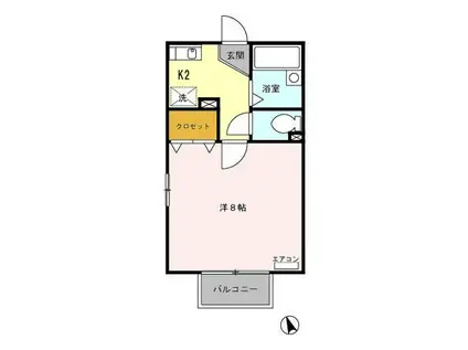 グランディール(1K/2階)の間取り写真