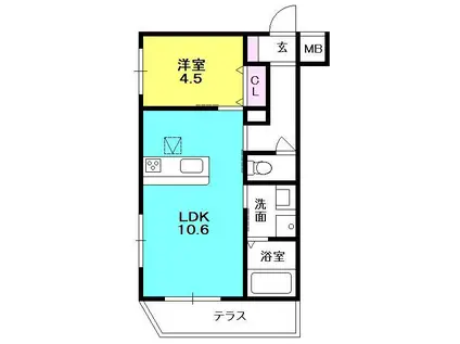 ヘーベルメゾン夙川(1LDK/1階)の間取り写真