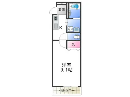 フジパレス中加賀屋V番館(1K/3階)の間取り写真