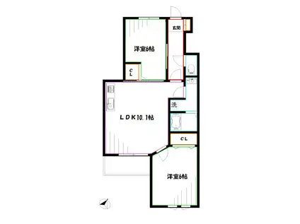 パークヒル五丁山(2LDK/2階)の間取り写真