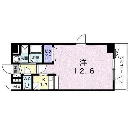 リョーアイ(ワンルーム/2階)の間取り写真