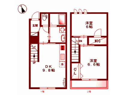 ヘリクリサム(2DK/1階)の間取り写真