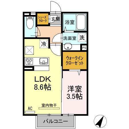ベル・レーブルーチェ・チアラ ルーチェ・チアラ(1LDK/1階)の間取り写真