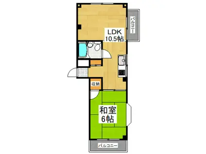 グリーンハイツ黒川(1LDK/3階)の間取り写真