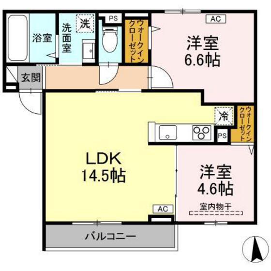 RESUA向中野 A棟(2LDK/2階)の間取り写真