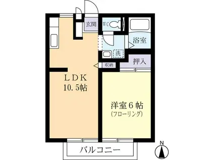 小泉ハイツ(1LDK/2階)の間取り写真