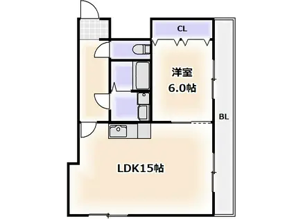 辰巳ハイツ(1LDK/3階)の間取り写真