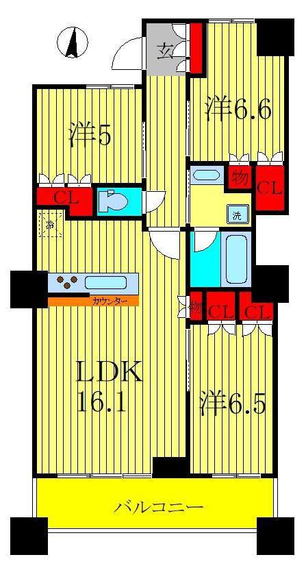 ヴィナシス金町タワーレジデンス(3LDK/37階)の間取り写真