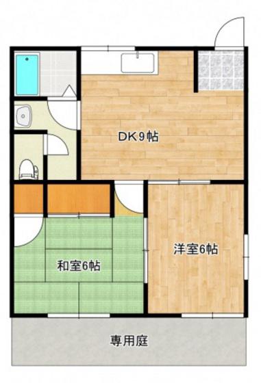 タウンハタノI(2DK/1階)の間取り写真