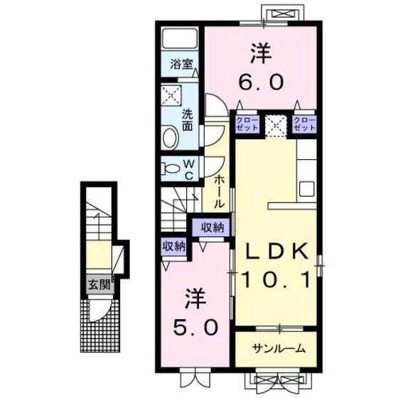 フェリス(2LDK/2階)の間取り写真