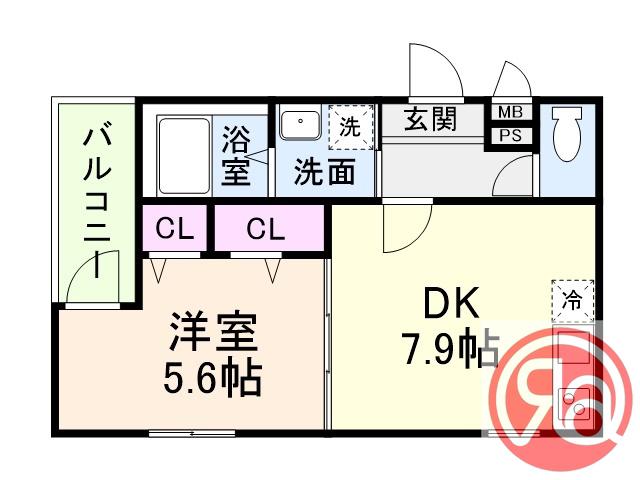 フジパレス帝塚山II番館(1LDK/1階)の間取り写真