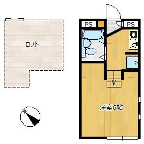 ジュネパレス門井II B棟(ワンルーム/2階)の間取り写真