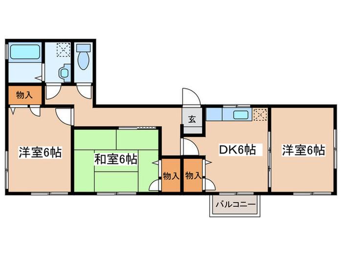 元町レジデンスI番館(3DK/2階)の間取り写真