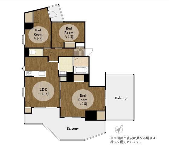 パラッツオ相模原(3LDK/6階)の間取り写真