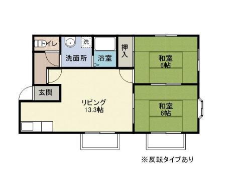 レジデンス方木田(2LDK/2階)の間取り写真