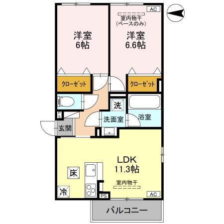 DR相木CORAZON(2LDK/1階)の間取り写真