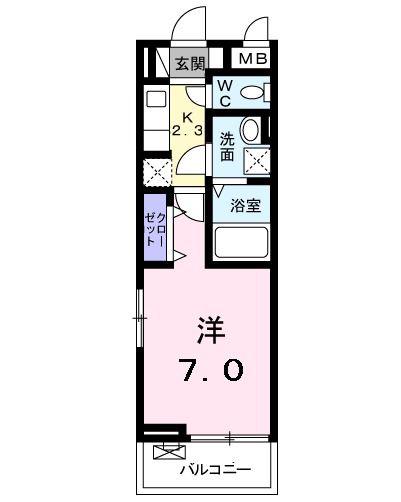 ブランドール(1K/3階)の間取り写真