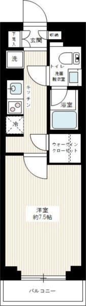 AZEST亀戸II(1K/2階)の間取り写真