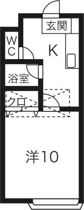 ピュアパレス(1K/2階)の間取り写真
