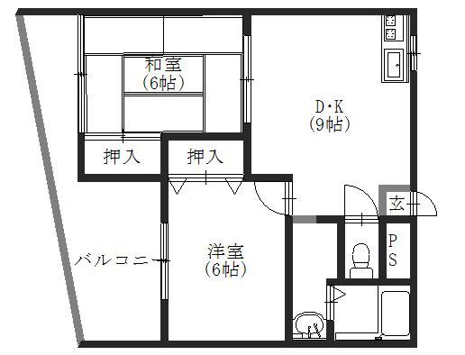 ラ・グラシューズ(2LDK/4階)の間取り写真