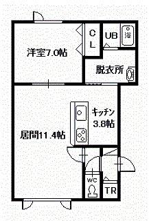 ロチェI(1LDK/2階)の間取り写真